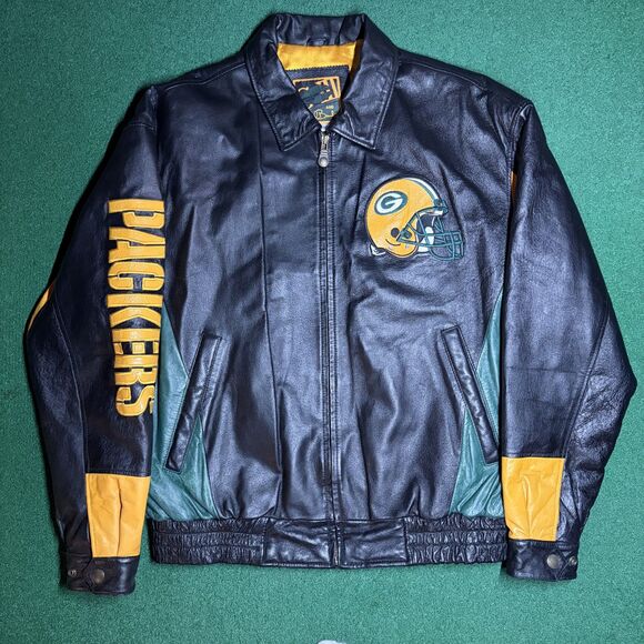 G-III Other - Vintage G-III Carl Banks Green Bay Packers Leather Jacket NFL XL 100% Leather
